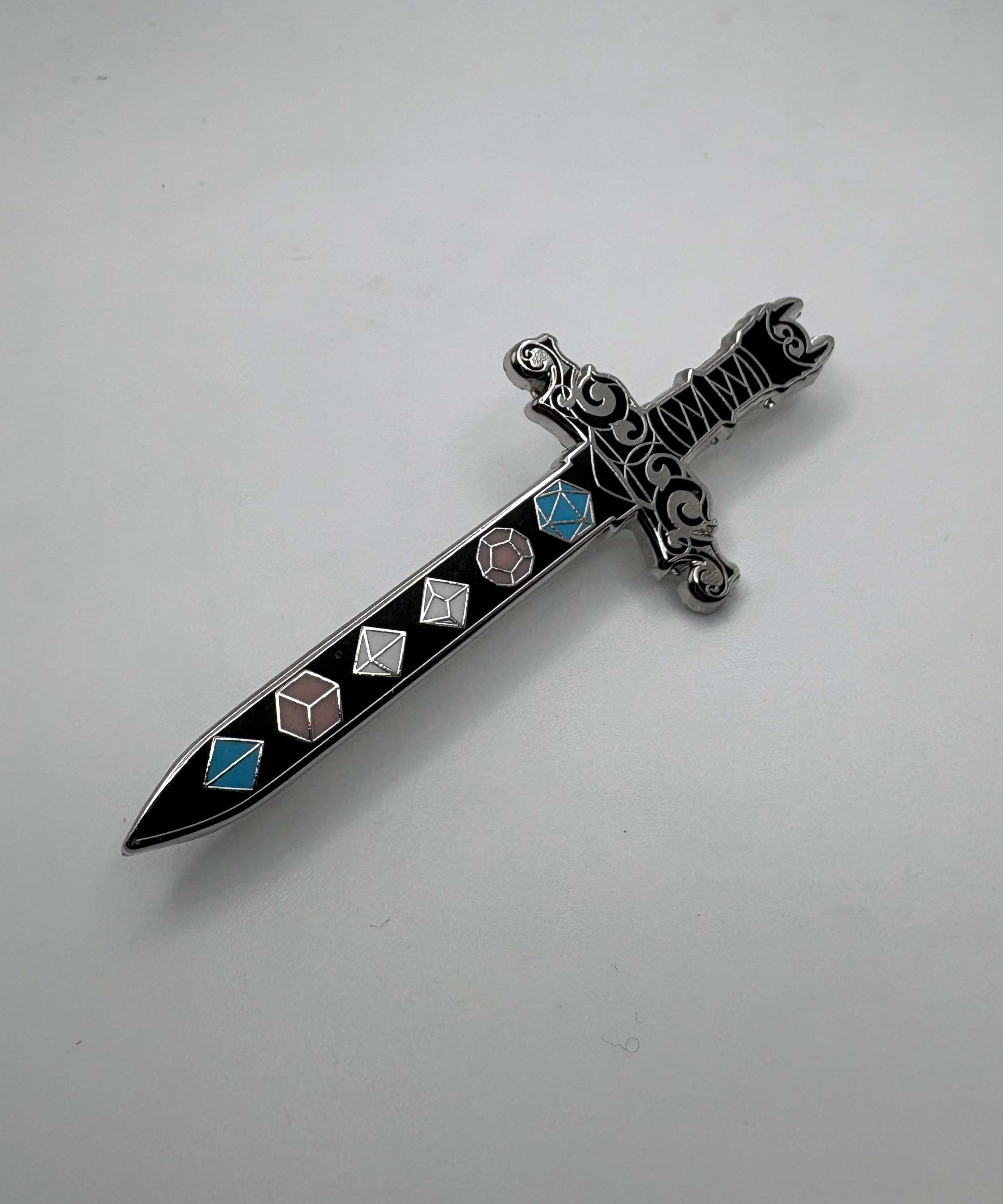 Trans Dice Sword Enamel Pin