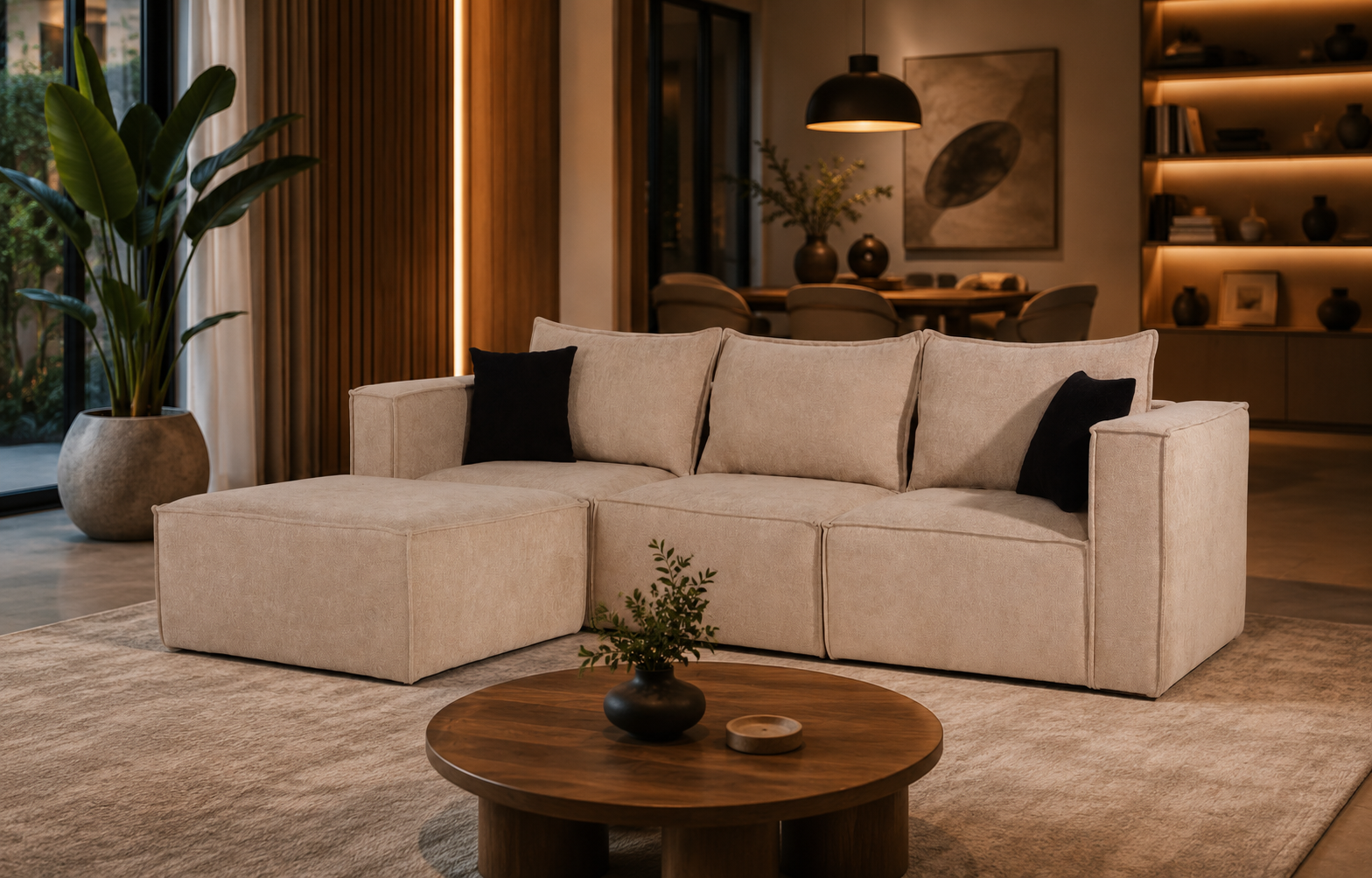 Modern Beige Sectional Sofa