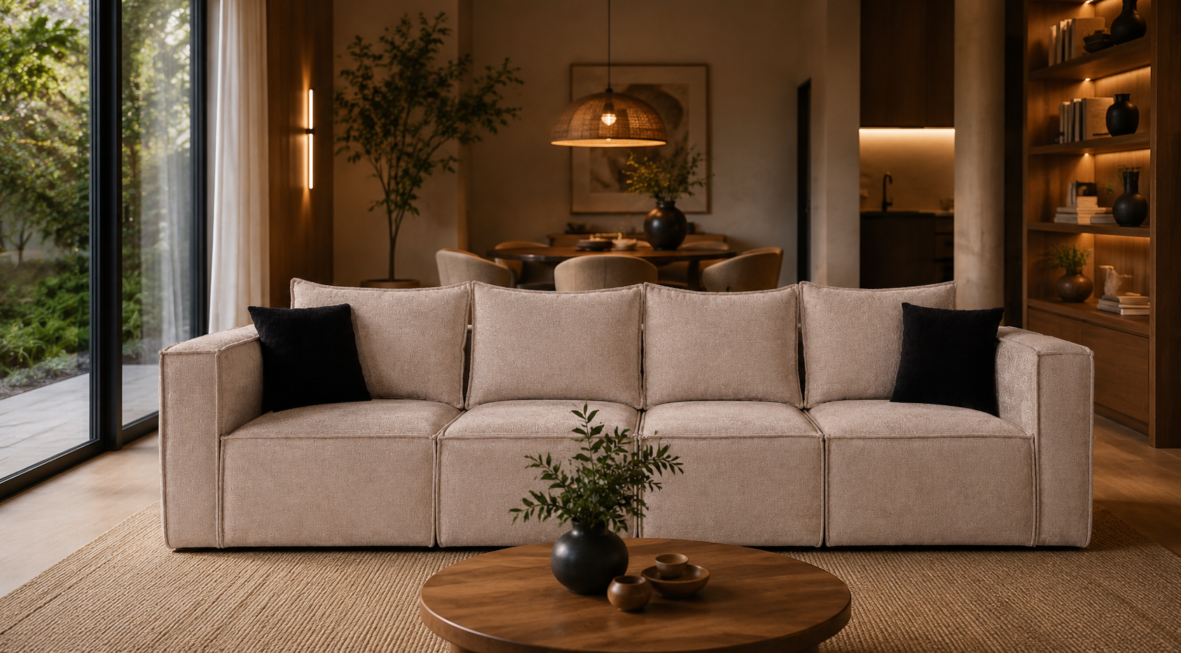 Modern Beige Sectional Sofa