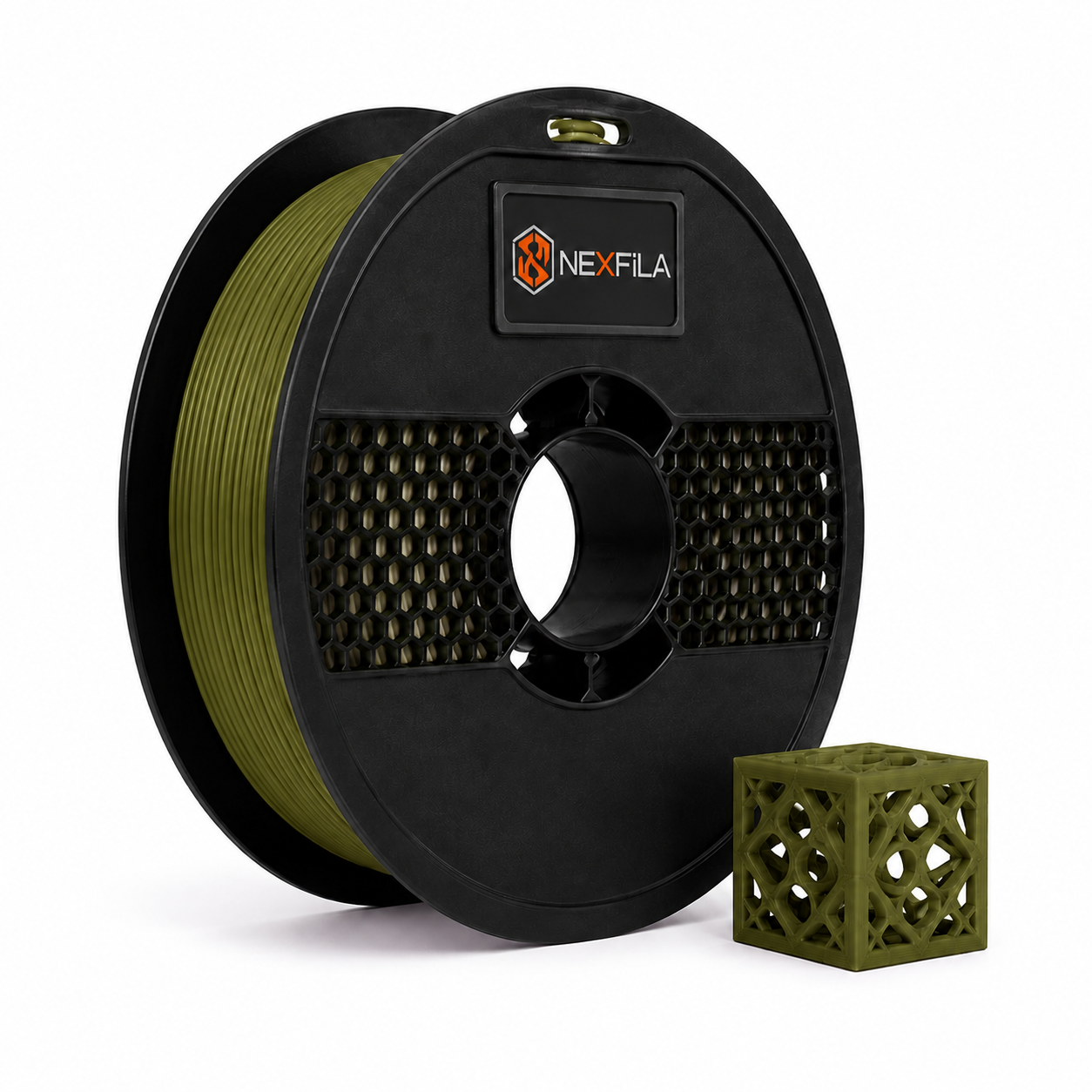 NEXFILA PLA+ Olive Green 3D Printer Filament | 1.75mm | 1Kg Gross | Compatible with All FDM 3D Printers
