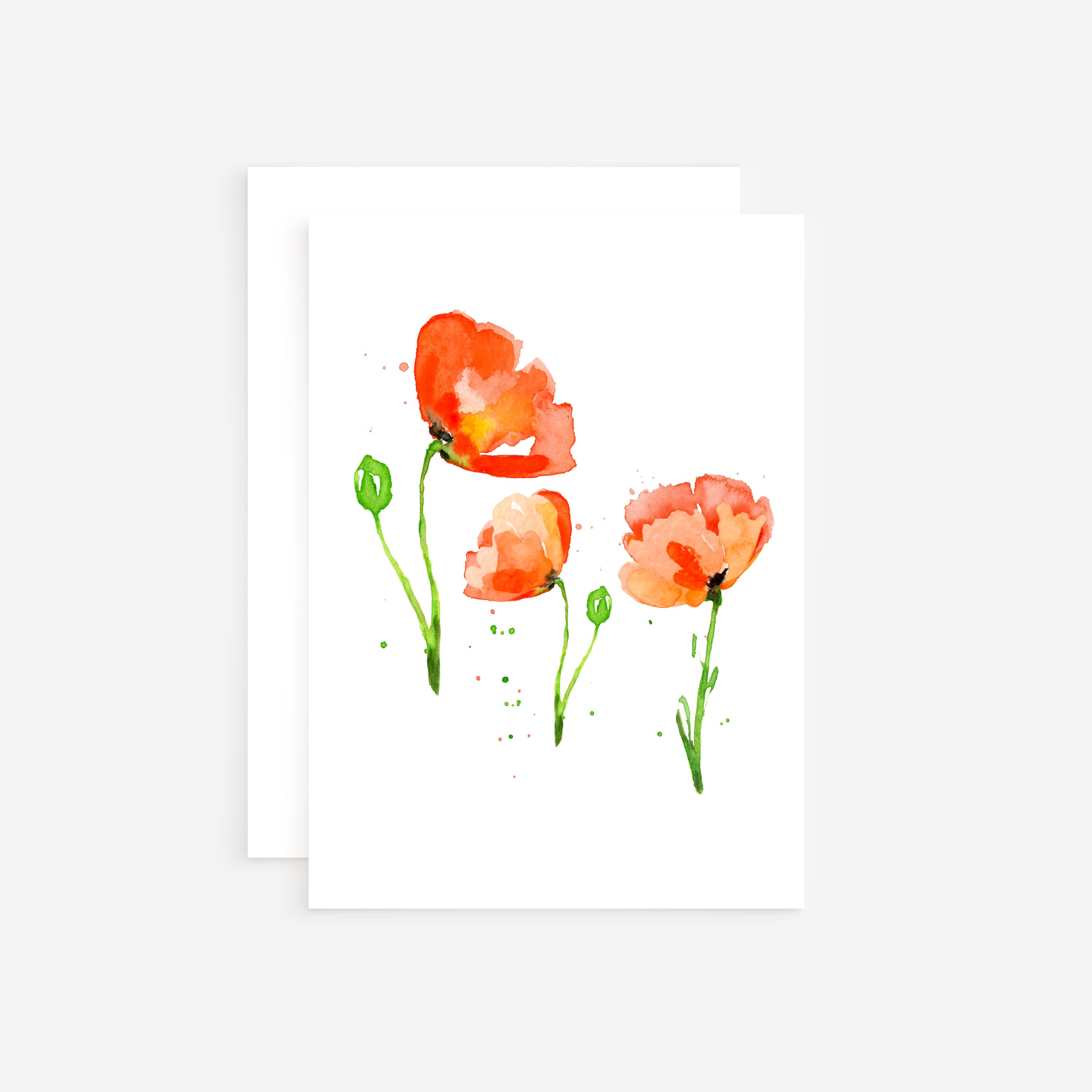 Watercolor Poppy Greeting Card