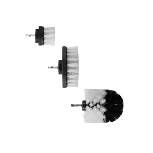 KIT 3 CEPILLOS SUAVES LIMPIEZA TAPIZADOS PARA TALADRO