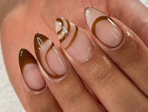 Brown Swirl Gel Nails Booking