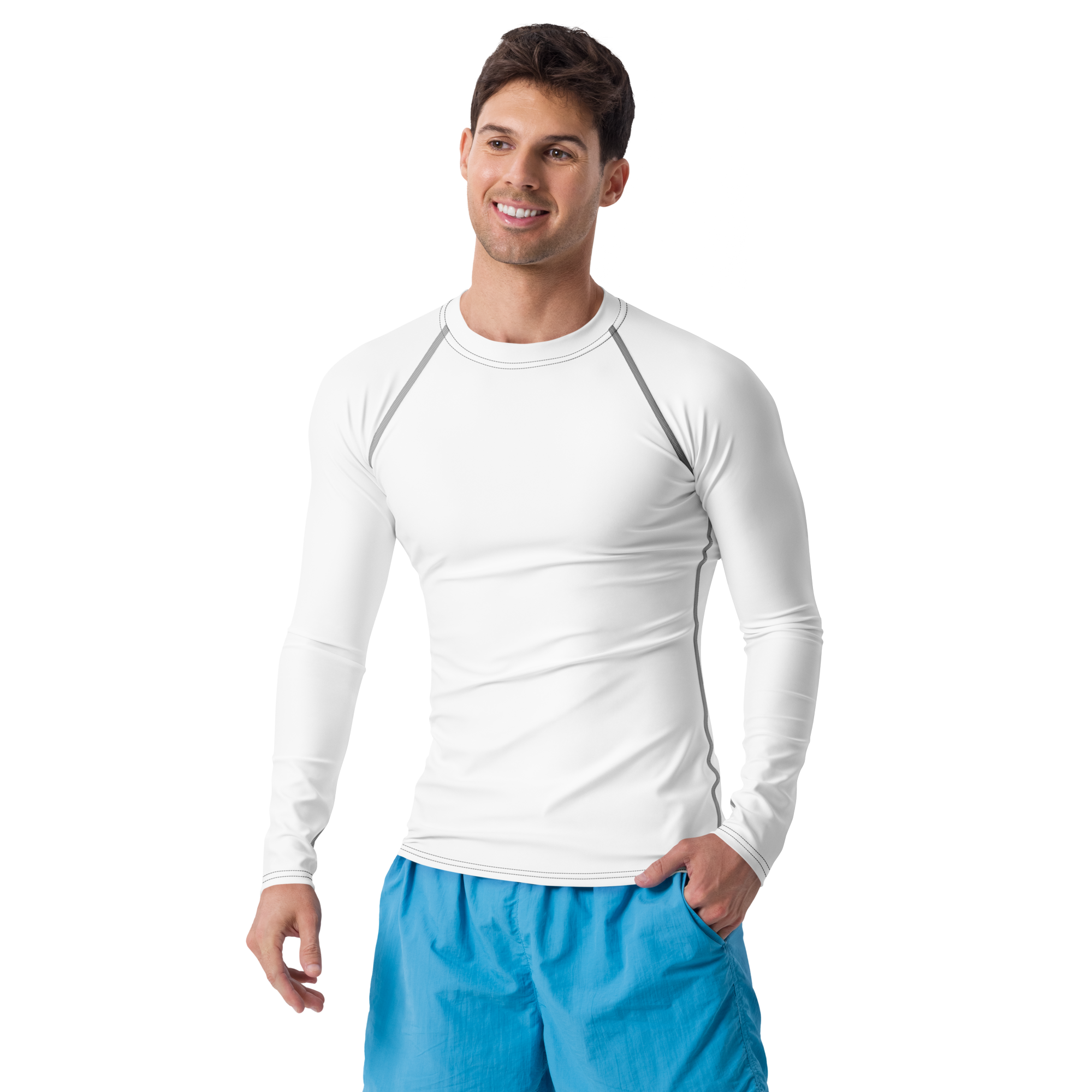 Haut de compression homme à manches blanc