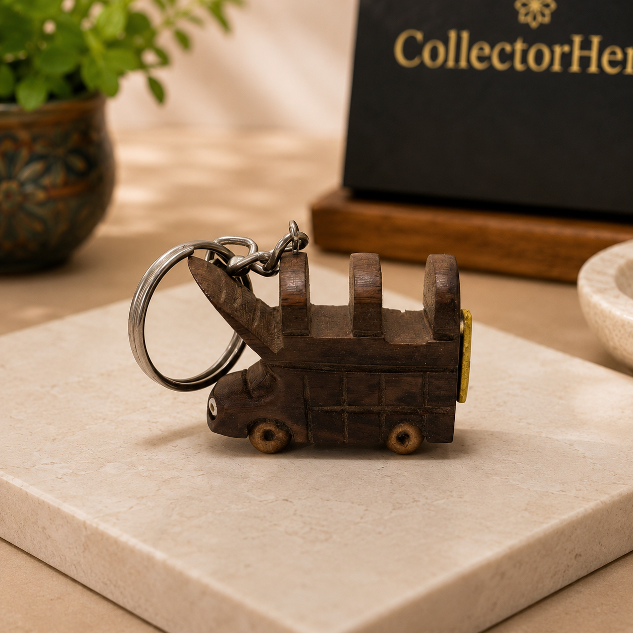Wooden Bus Keychain