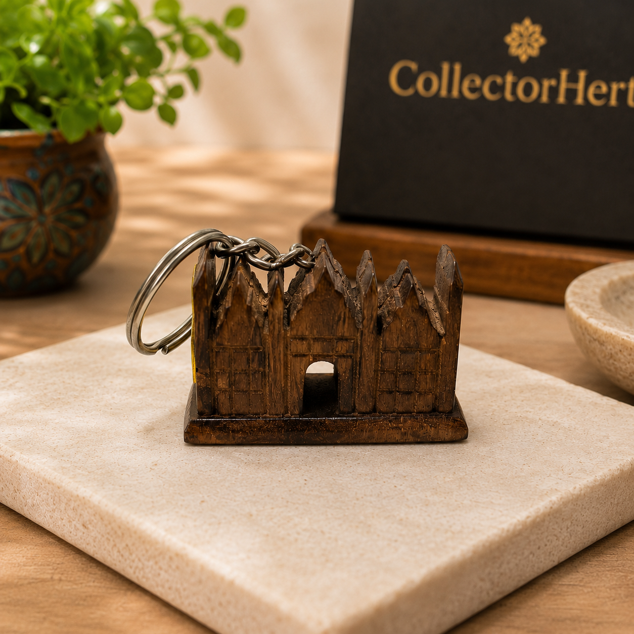 Miniature Building Wooden Keychain