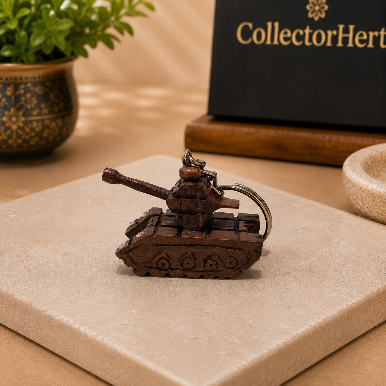Wooden Tank Keychain