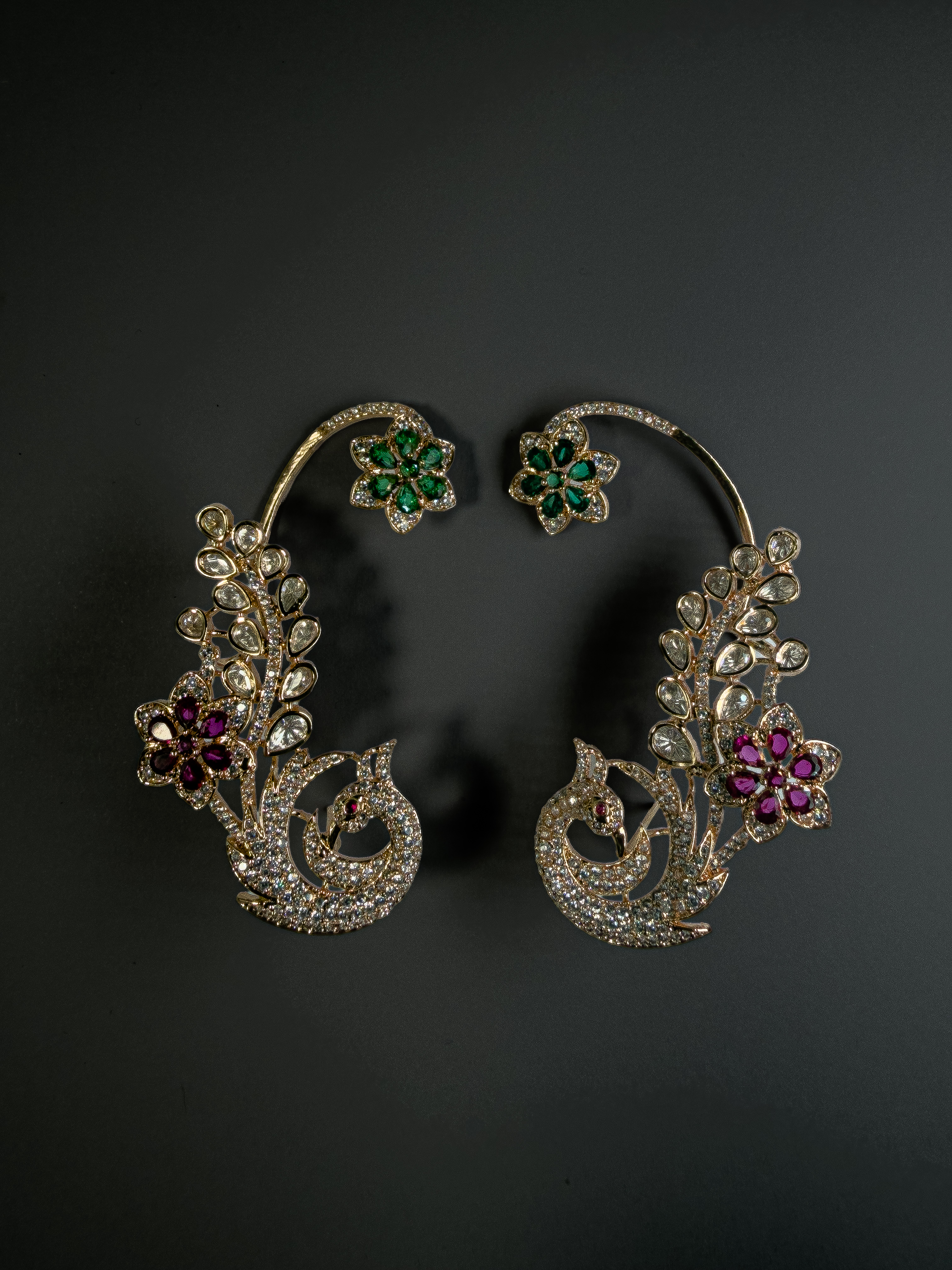 Peacock Motif Statement Earrings