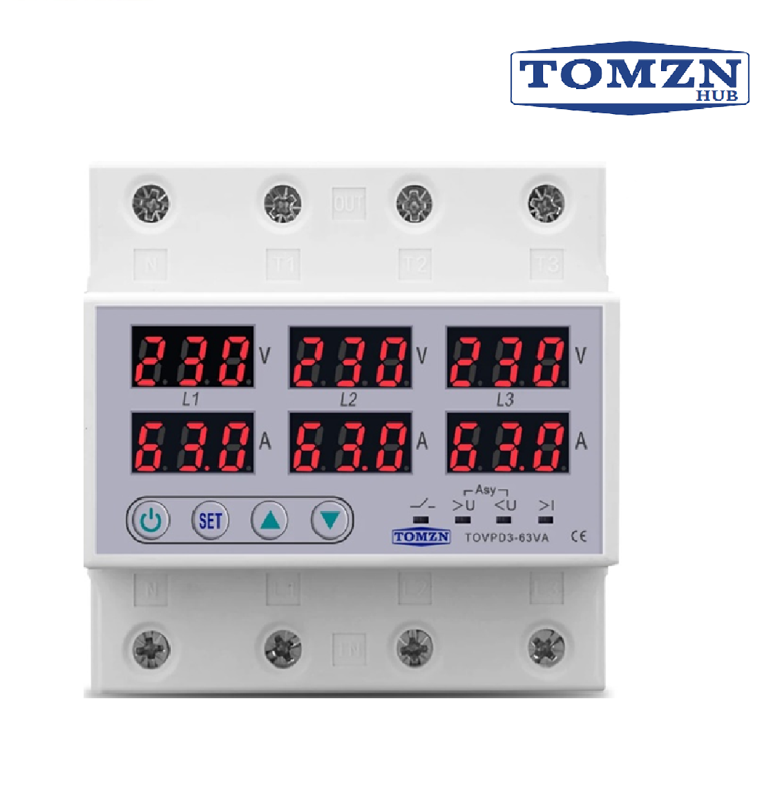 TOMZN 3-Phase Digital Voltage & Current Meter