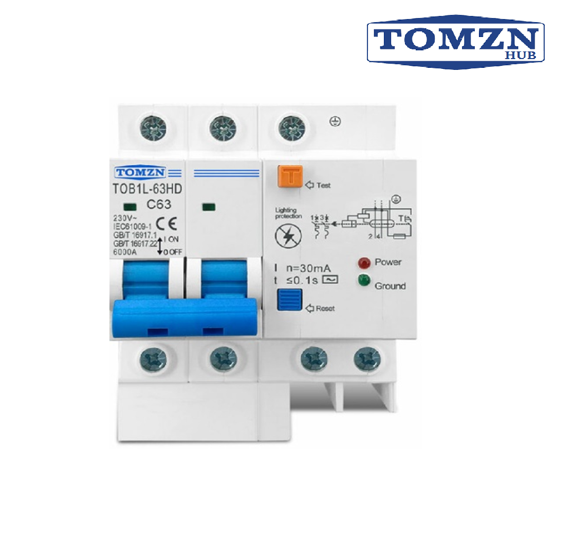 TOMZN TOB1L-63HD C63 Residual Circuit Breaker with Overcurrent Protection Circuit Breaker