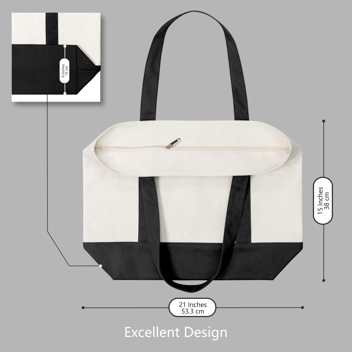 Colorblock Canvas Tote Bag
