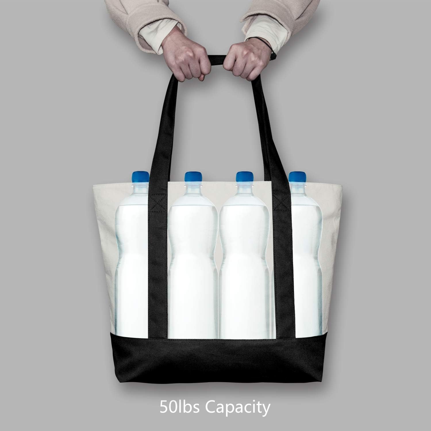 Colorblock Canvas Tote Bag