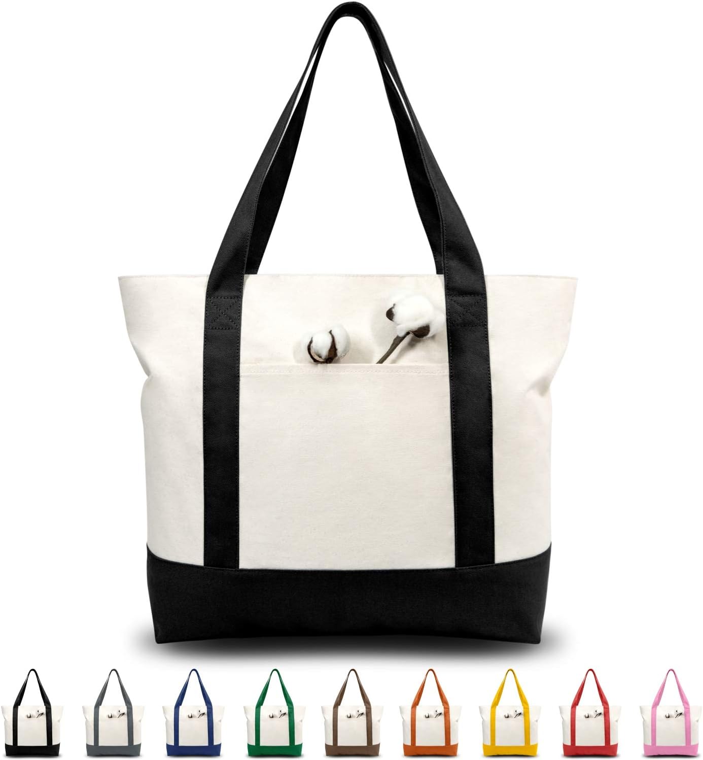 Colorblock Canvas Tote Bag