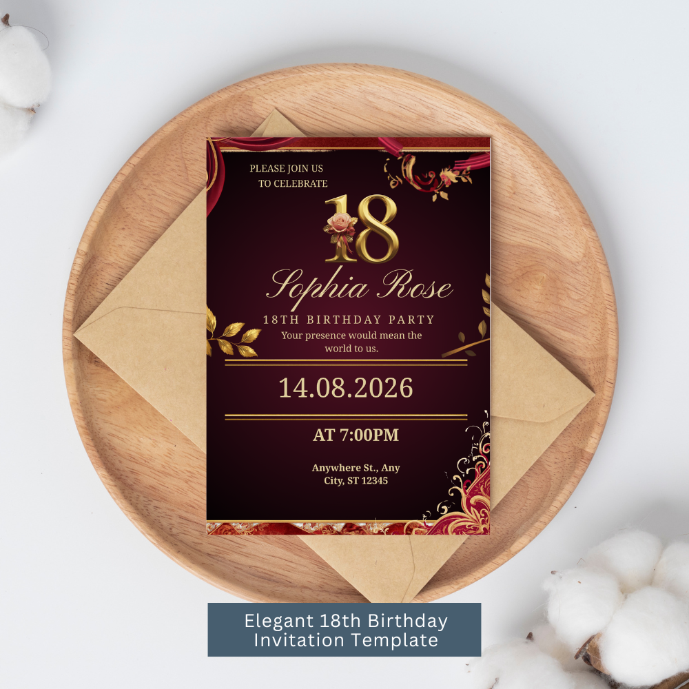 Elegant 18th Birthday Invitation Template