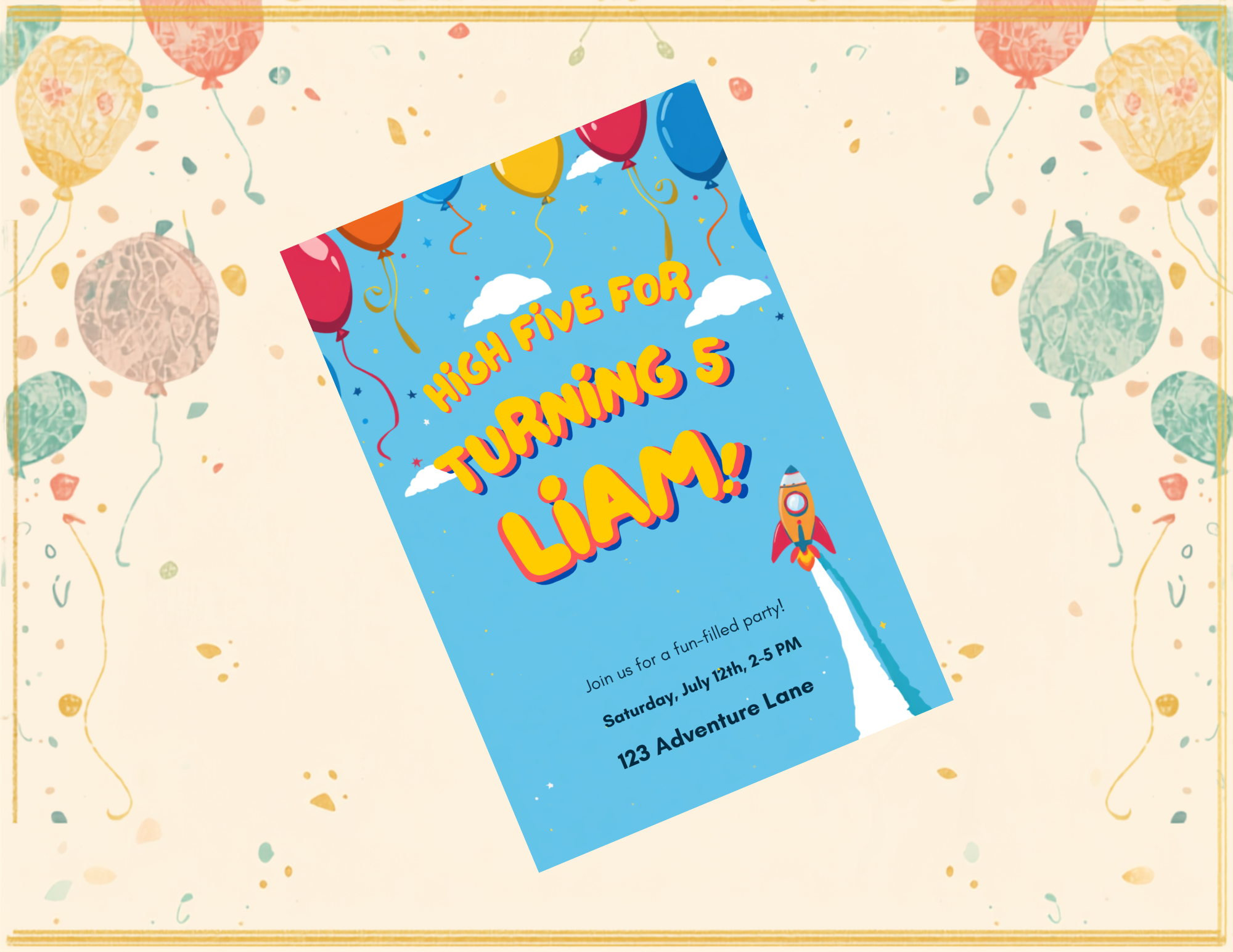 5th Birthday Party Invitation