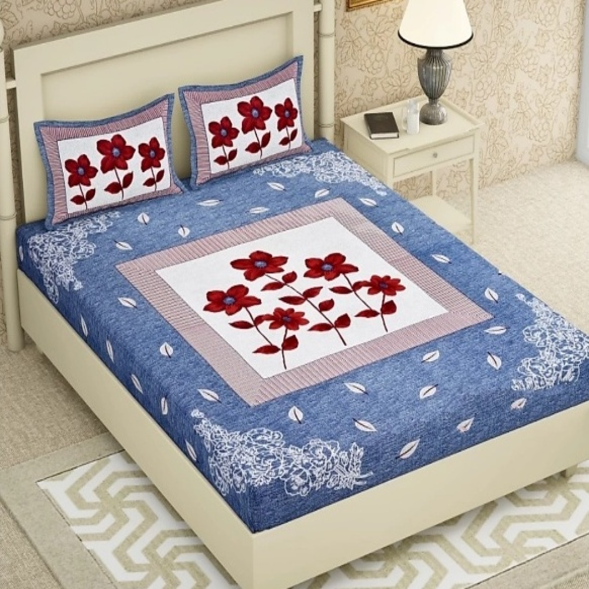 Floral Printed Double Bedsheet Set