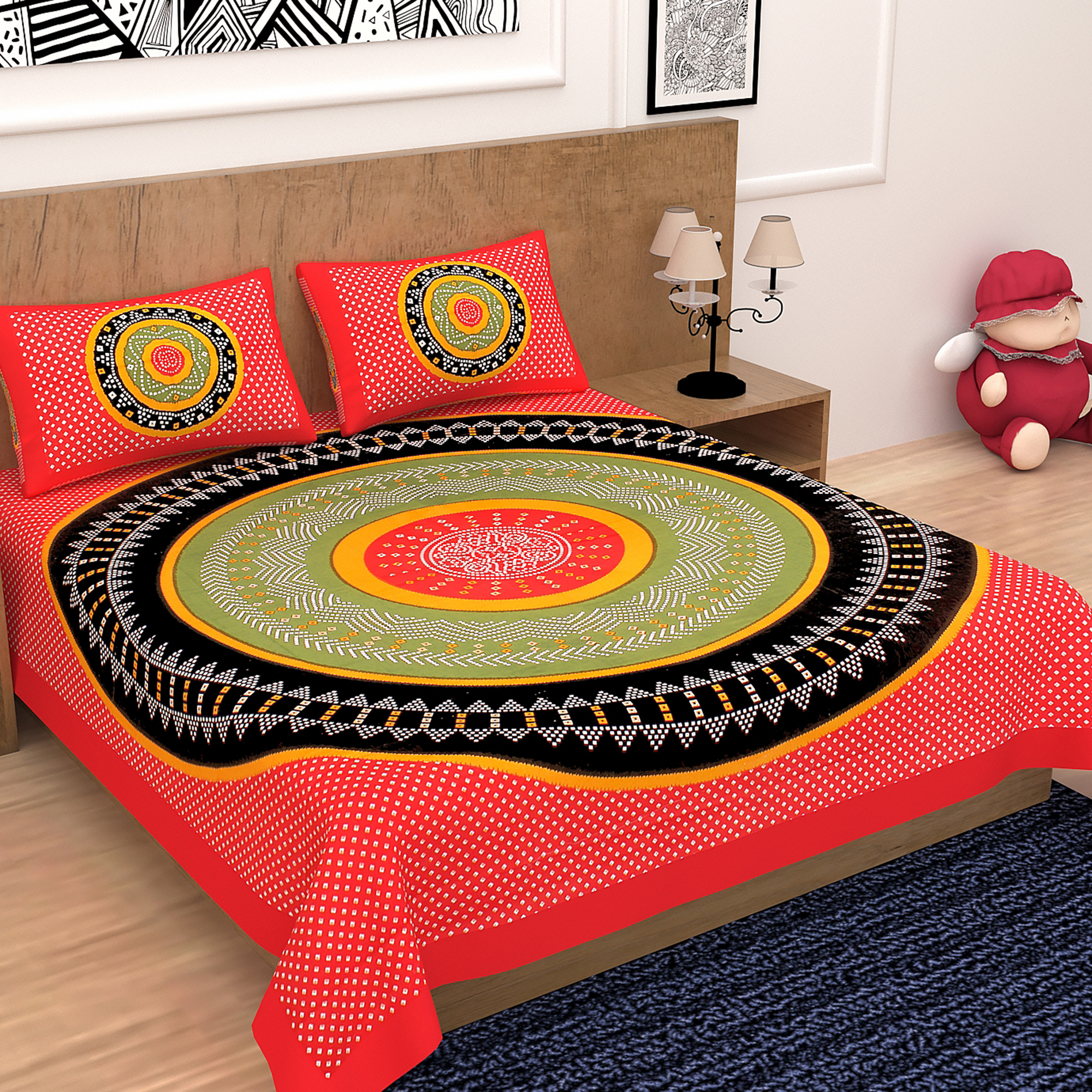 Mandala Printed Double Bedsheet