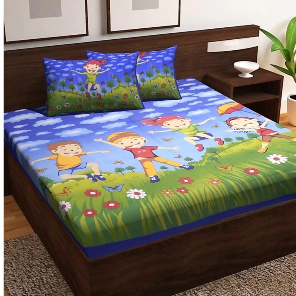 Kids Cartoon Print Bedsheet Set