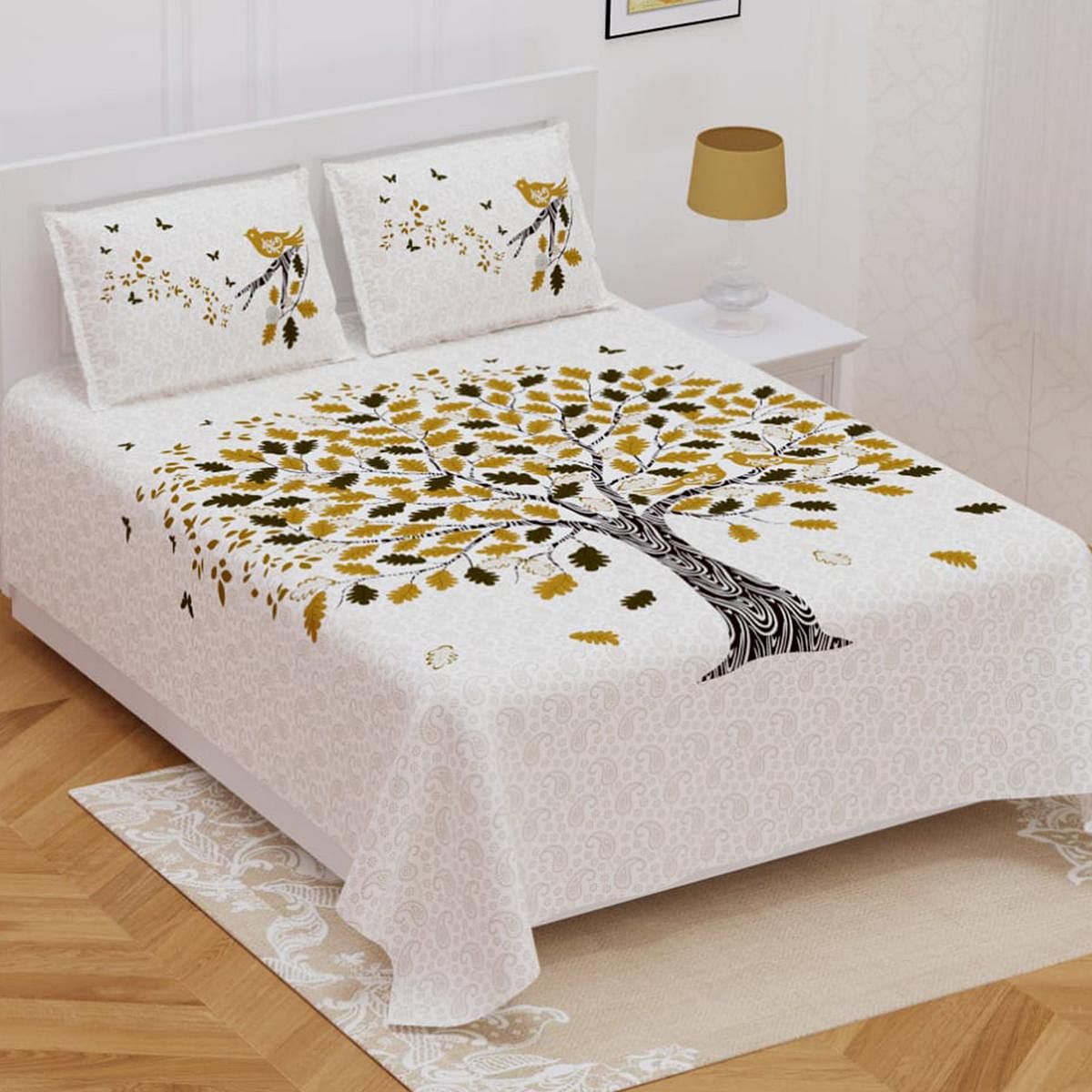 Floral Tree Printed Double Bedsheet Set