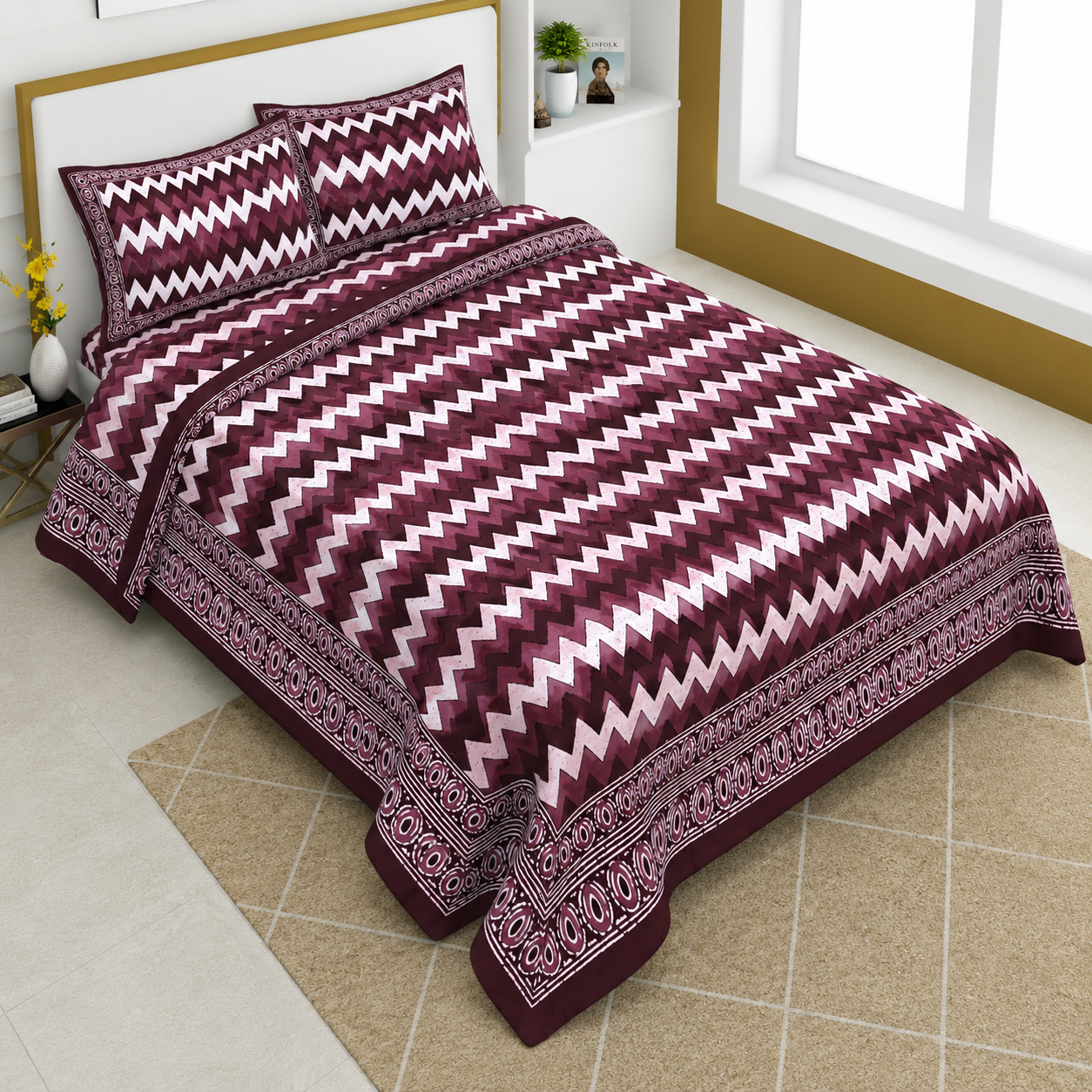 Chevron Pattern Double Bedsheet Set