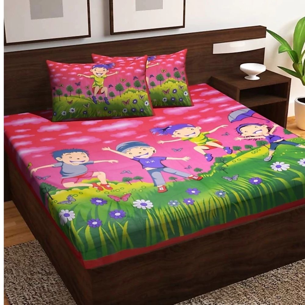Kids Cartoon Printed Bedsheet Set