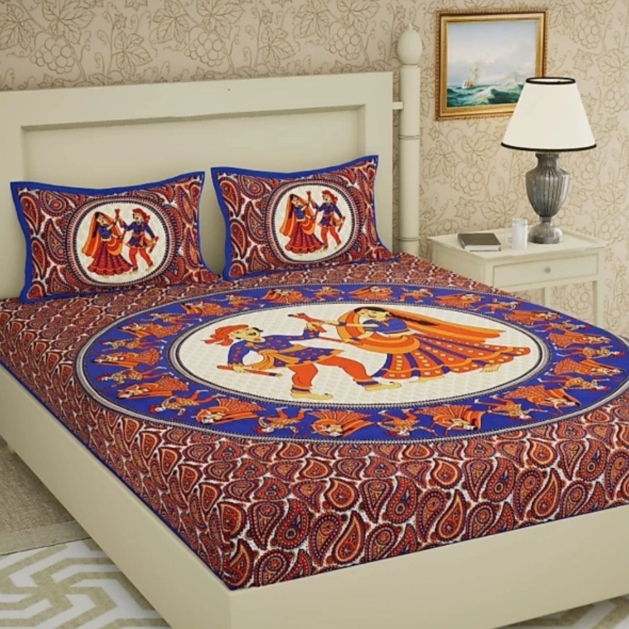 Traditional Rajasthani Printed Bedsheet Set