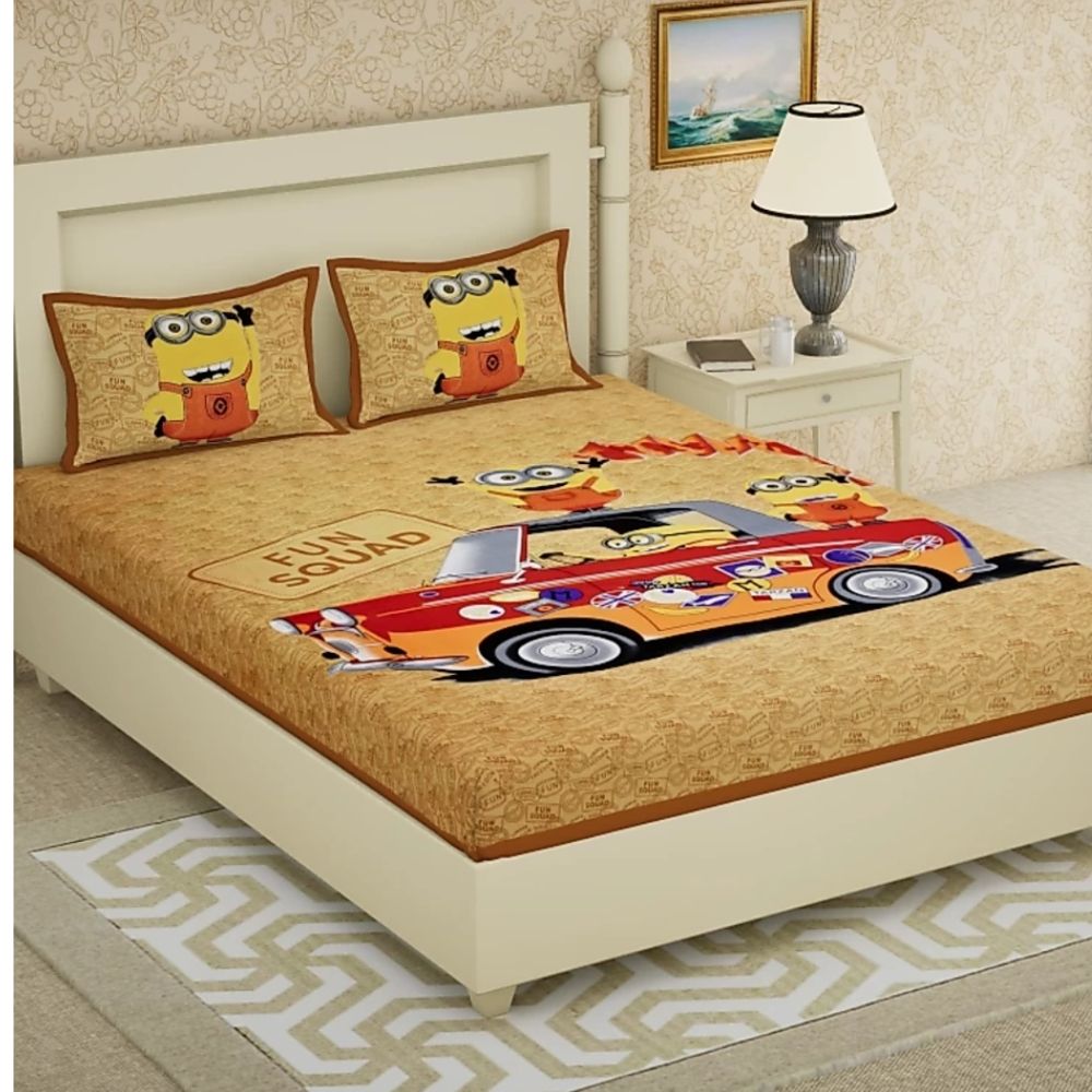 Minions Cartoon Cotton Bedsheet Set