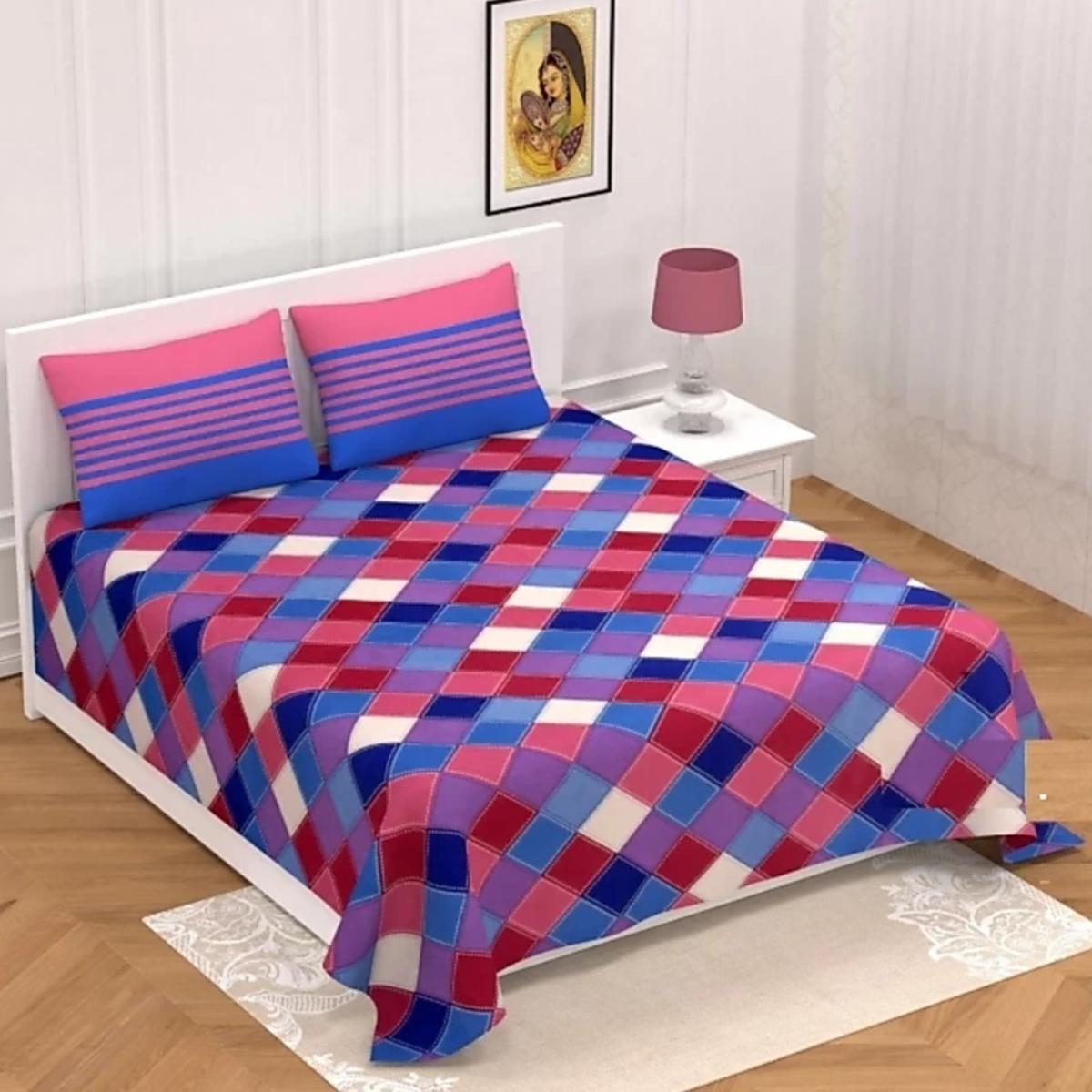 Geometric Pattern Double Bed Sheet Set