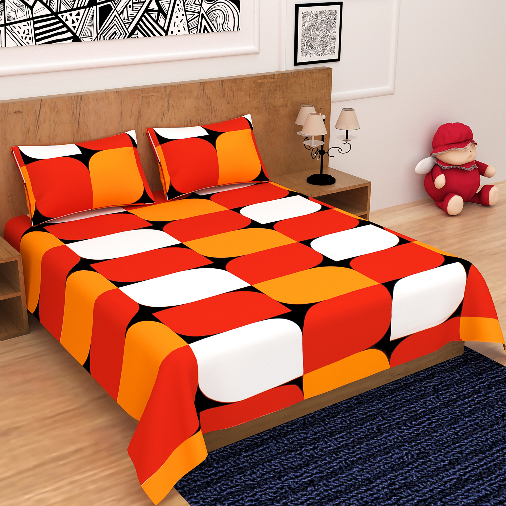 Bold Geometric Double Bedsheet Set