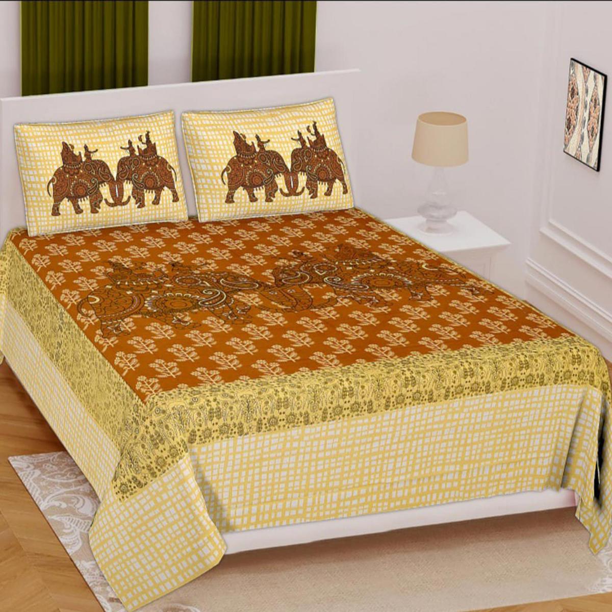 Traditional Elephant Print Bed Sheet Set