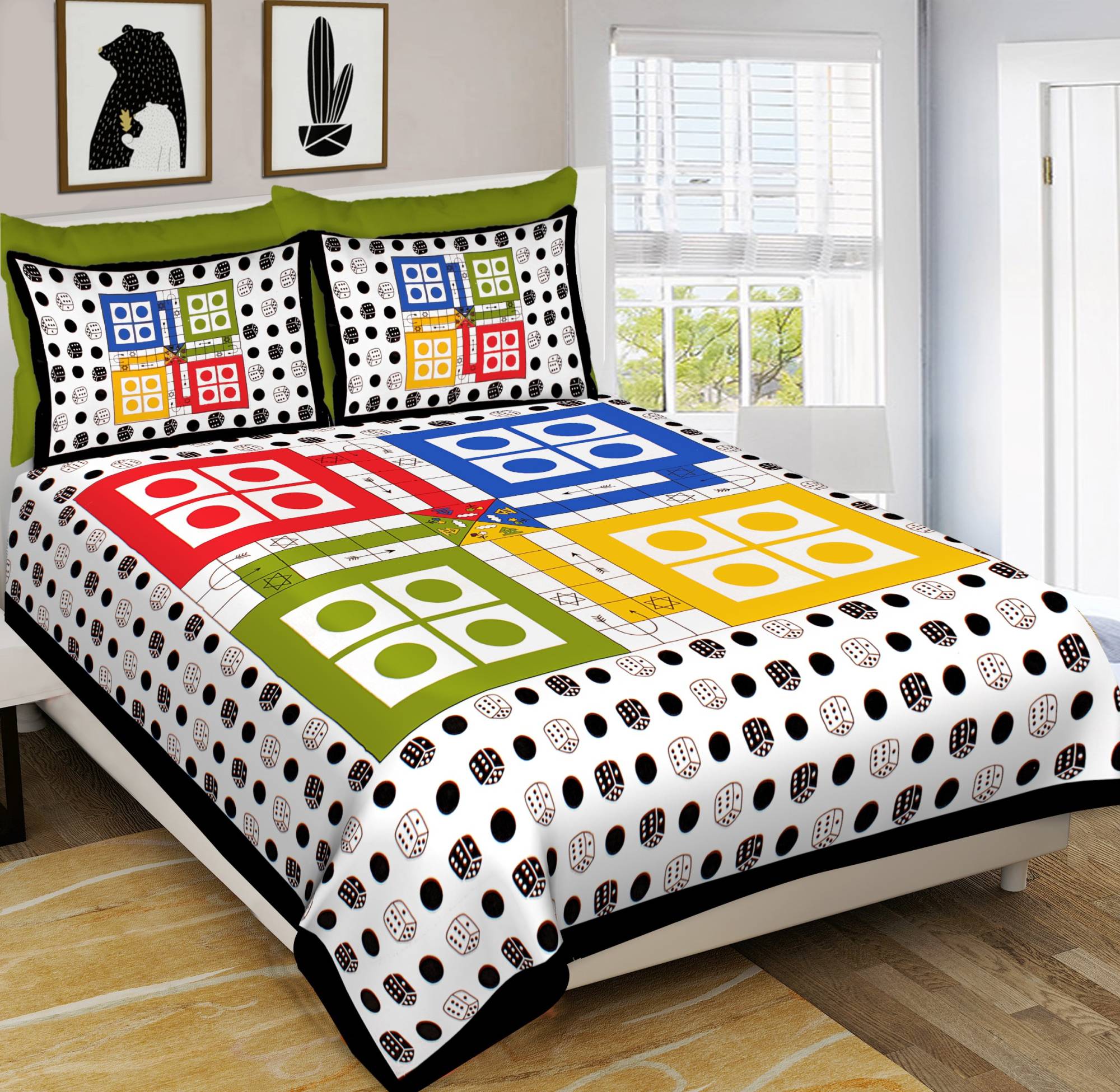 Ludo Printed Double Bedsheet Set
