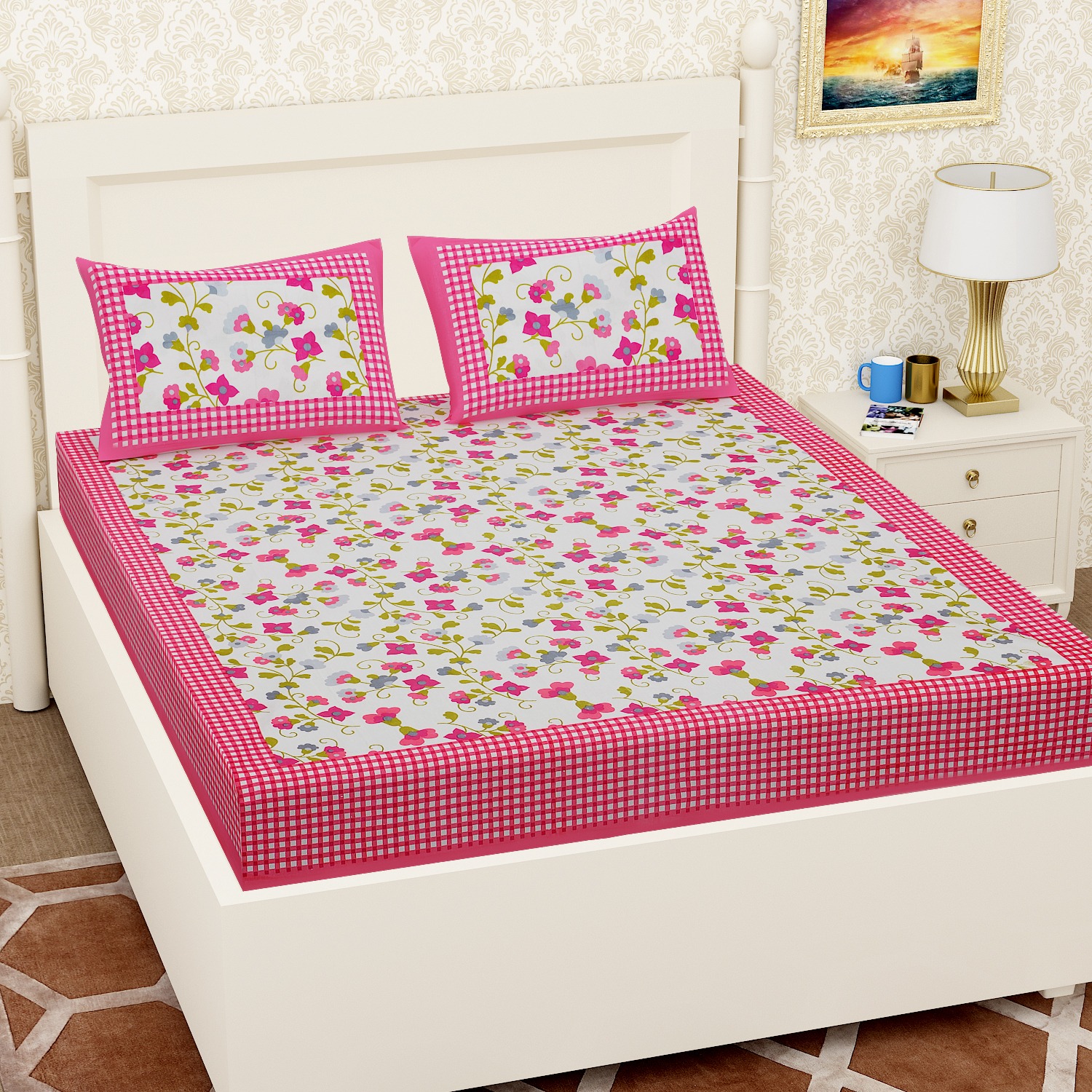 Floral Print Double Bedsheet Set
