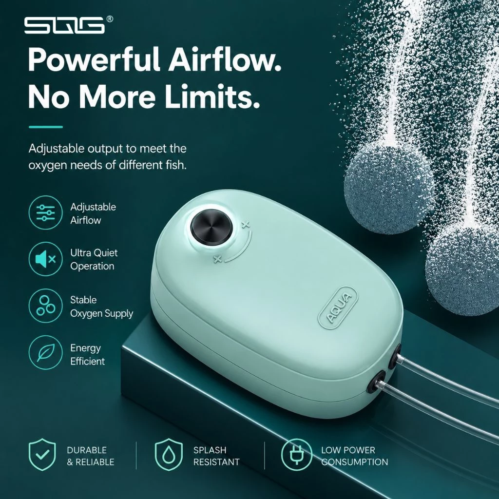 🔥SQG🔥 Famous brand SQG Super Silent Oxygen Adjustable Air Pump 3W/5W/7W/9W sobo