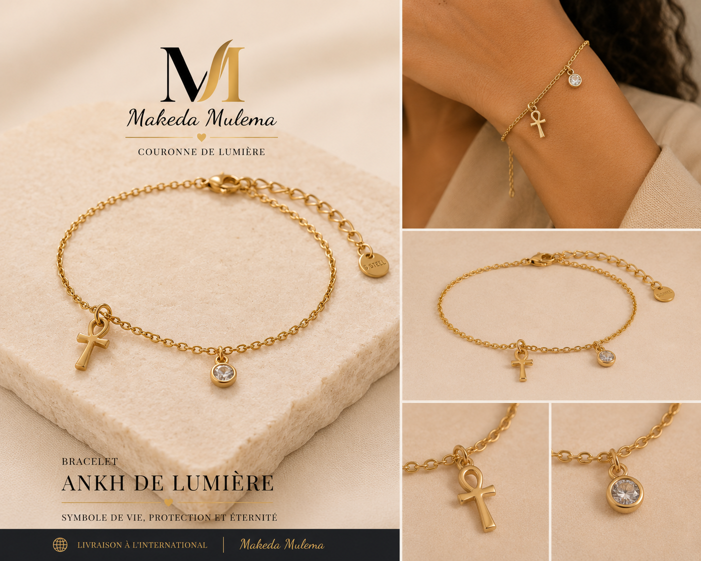 Bracelet Ankh de Lumière