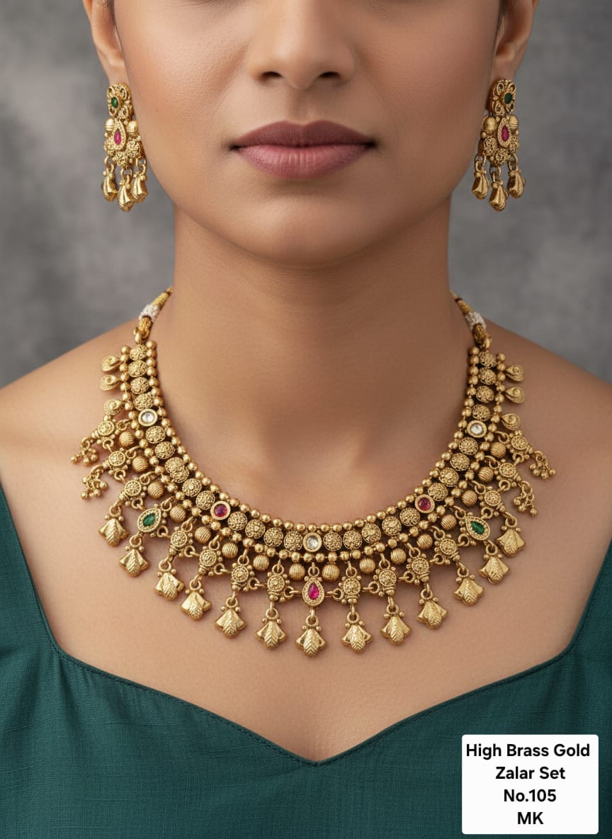 High Brass Gold Plated Necklace Set