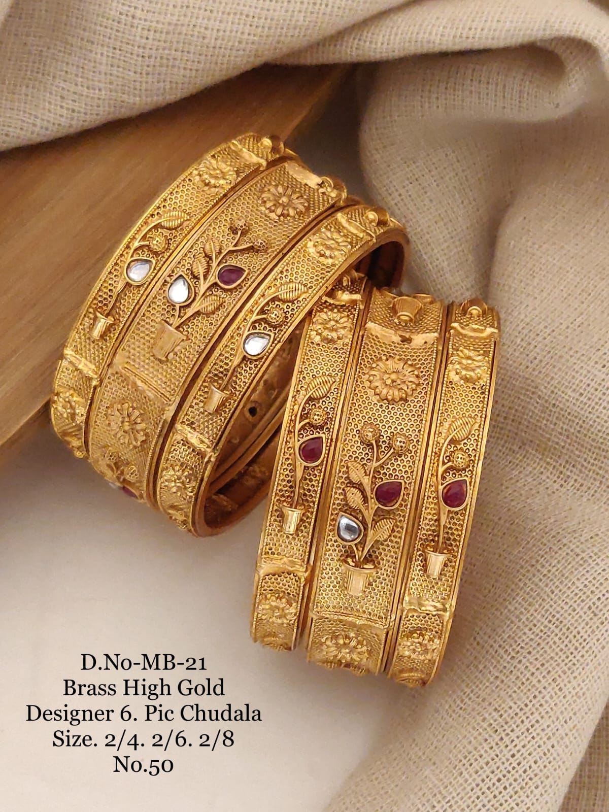Brass High Gold Designer Bangles