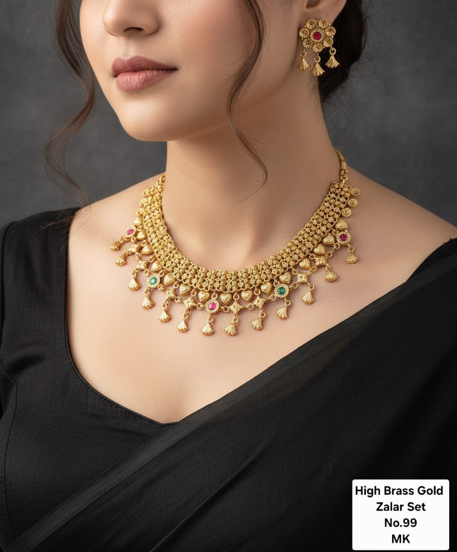 High Brass Gold Zalar Necklace Set