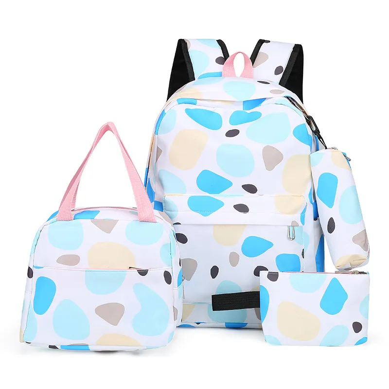 4pc. Pastel Patterned Backpack Set