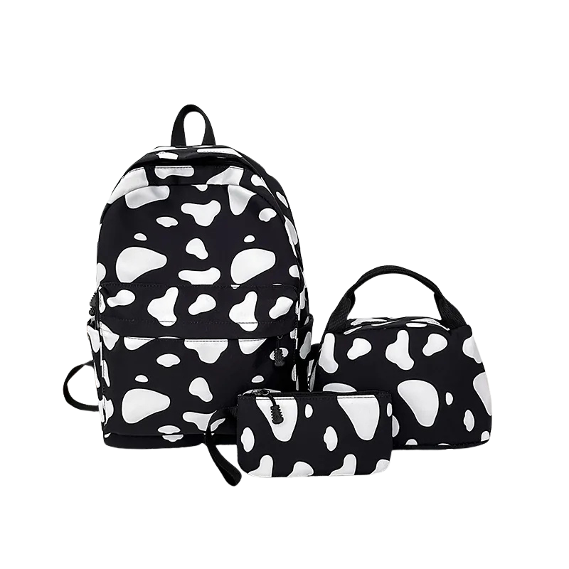 3pc. Cow Print Backpack Set
