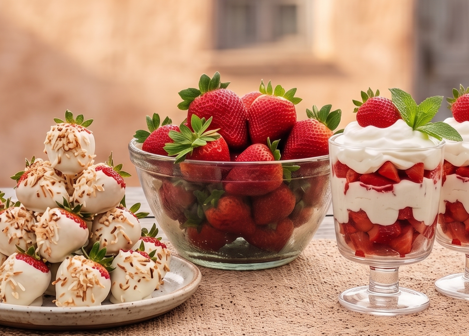 Fresh Strawberry Dessert Trio