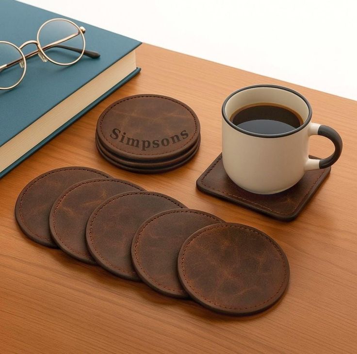 Personalized Leather Coasters Set