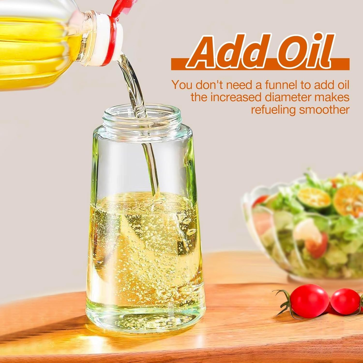 2-in-1 Glass Oil Sprayer & Dispenser Bottle with Free Steel Straw | Leakproof Cooking Oil Pourer for Air Fryer, Salad & Baking