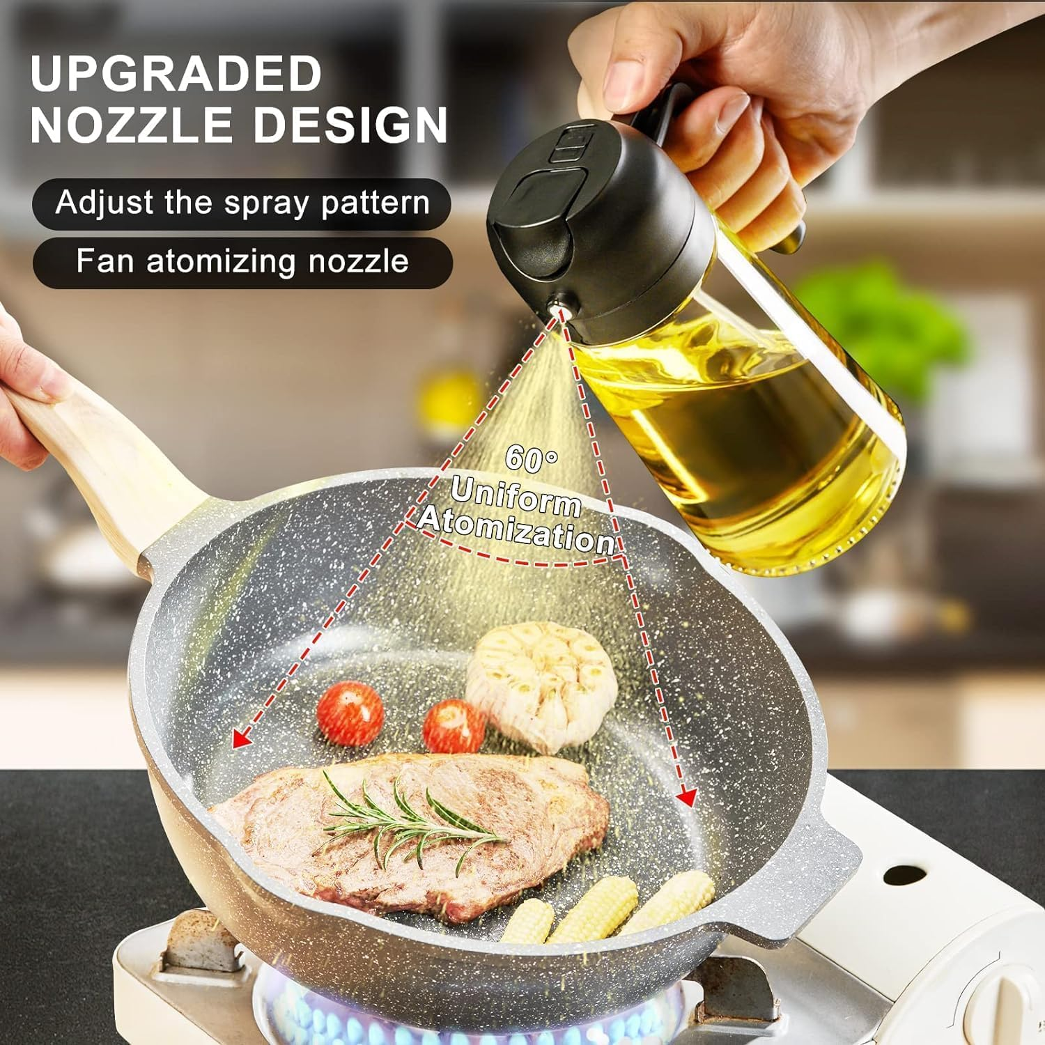 2-in-1 Glass Oil Sprayer & Dispenser Bottle with Free Steel Straw | Leakproof Cooking Oil Pourer for Air Fryer, Salad & Baking
