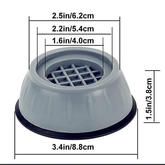 Anti-Vibration Pads with Suction Cup Feet – Anti-Walk Washing Machine Shock Absorbers | Non-Slip Leveling Base for Fridge, Dryer & Heavy Furniture