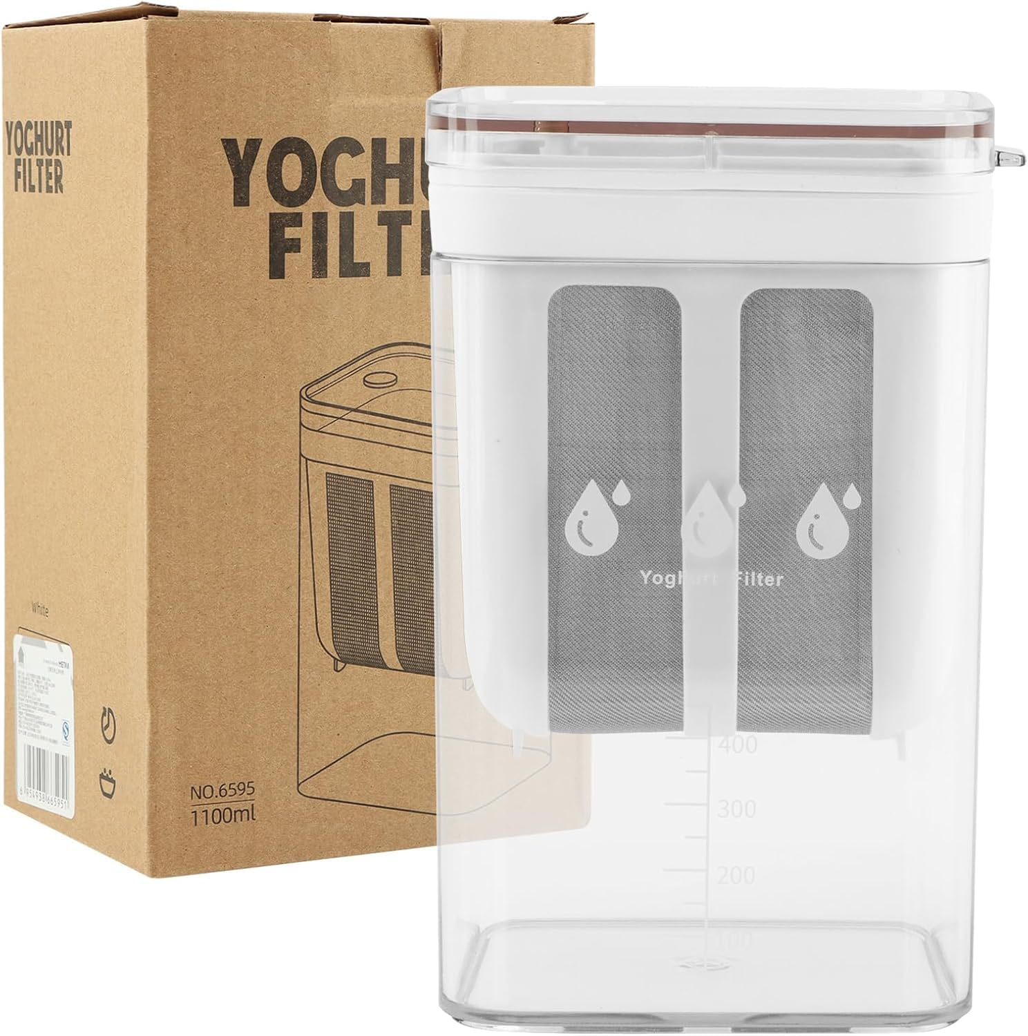 Multifunctional Greek Yogurt & Hung Curd Strainer with Fine Mesh Lid – Transparent Whey Separator & Milk Filter for Cheese, Kefir & Juice