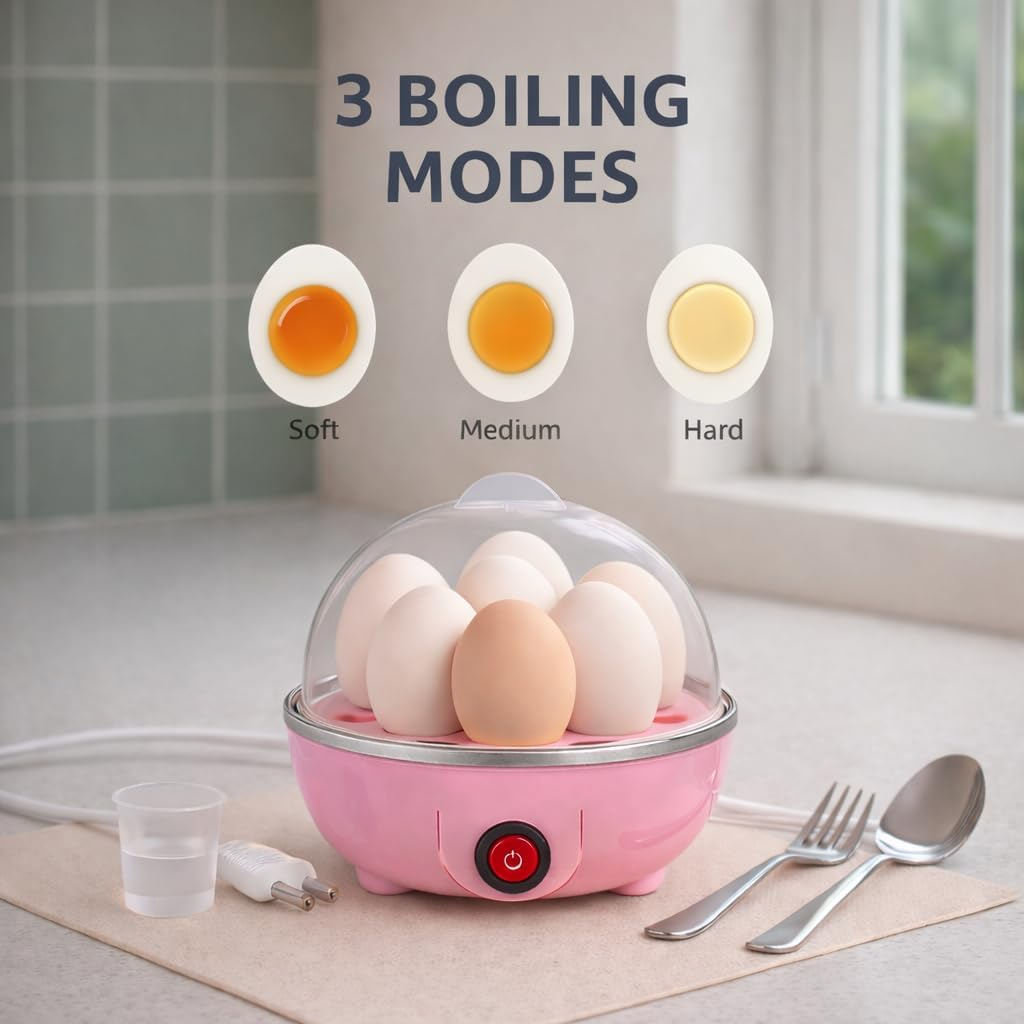 7-Egg Capacity Electric Egg Cooker & Poacher | Auto Shut-Off Rapid Boiler and Steamer for Perfect Soft, Medium, Hard Boiled Eggs & Omelettes