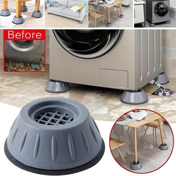 Anti-Vibration Pads with Suction Cup Feet – Anti-Walk Washing Machine Shock Absorbers | Non-Slip Leveling Base for Fridge, Dryer & Heavy Furniture