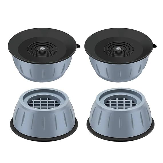 Anti-Vibration Pads with Suction Cup Feet – Anti-Walk Washing Machine Shock Absorbers | Non-Slip Leveling Base for Fridge, Dryer & Heavy Furniture