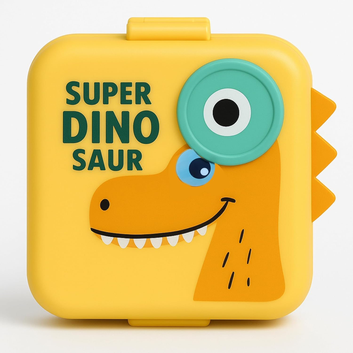 3-Compartment Leakproof Lunch Box for Kids | Cute Dinosaur Cartoon School Tiffin Box with Spoon | BPA-Free Food Container for Boys & Girls