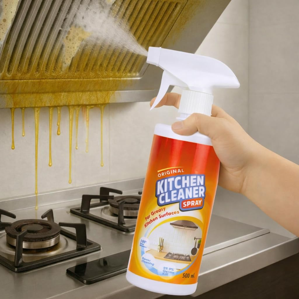 Multipurpose Kitchen Oil and Grease Remover Spray - 300ml Chimney, Stove, Grill & Tiles Cleaner Liquid | pH Neutral & Non-Corrosive